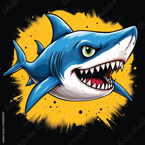 angry shark vector illustration