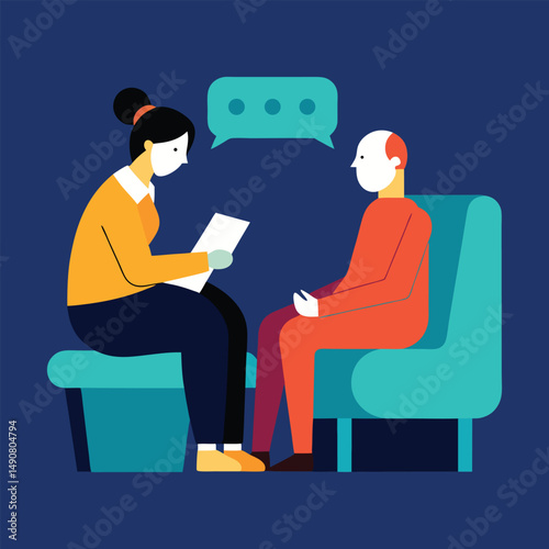 Psychologist with patient therapy vector art