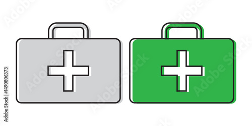 Set of First aid box icons. First aid kit, Medical care bag symbol collection. Vector Illustration. Medical briefcase icon. First aid box icon. Medical bag, icon vector illustration eps 10