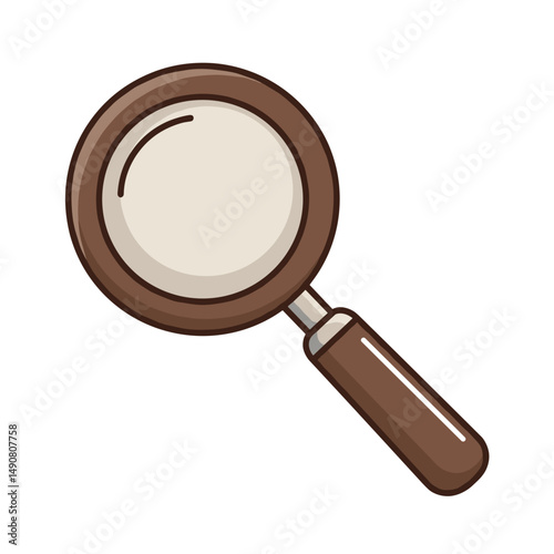 Magnifying glass with a brown handle in a simple design  
