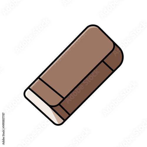 Brown eraser on a white background  