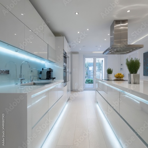 Modern white kitchen interior