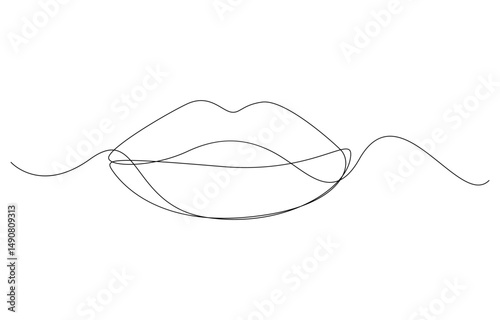 Continuous single line drawing human Lips