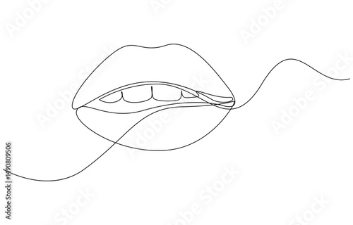 Continuous single line drawing human Lips