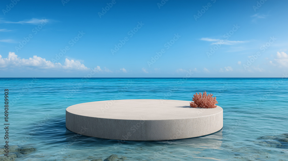 Obraz premium Coral Reef Display Podium in Clear Tropical Ocean
