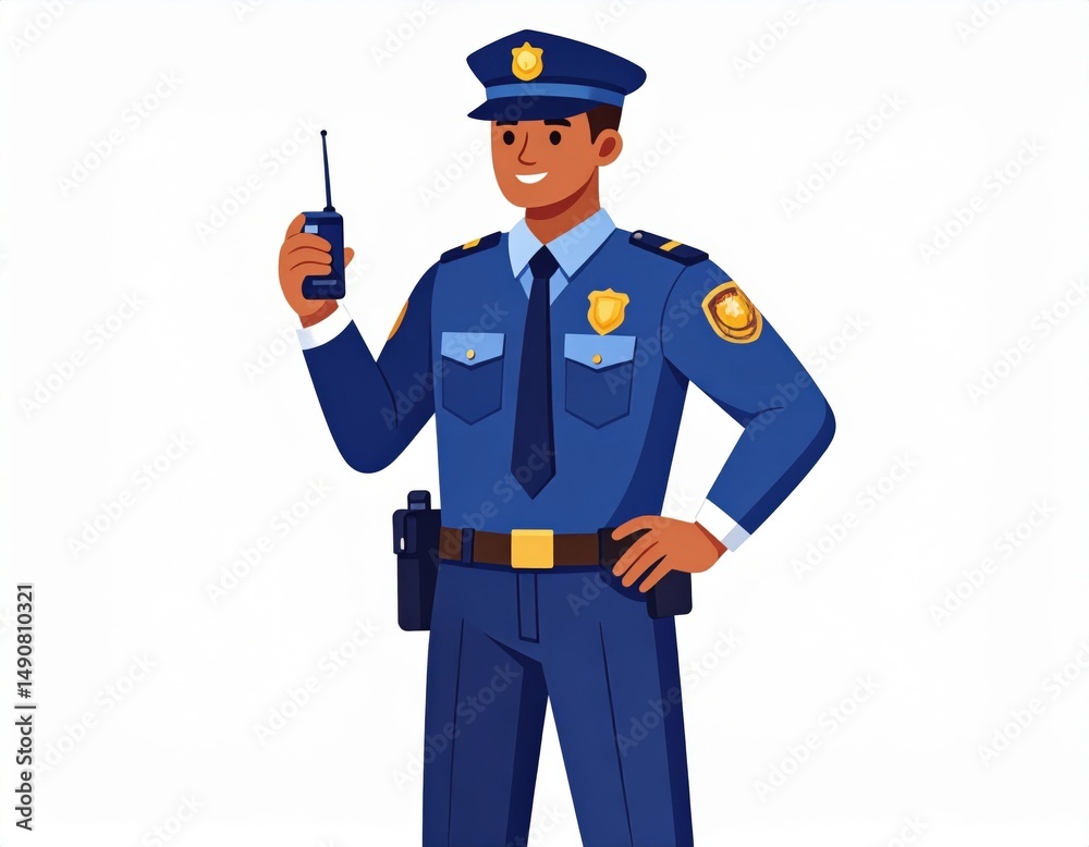 Smiling Police Officer In Uniform With Radio Smiling Police Officer In Uniform With Radio