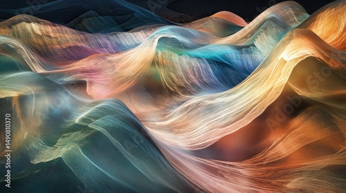 Abstract Sparkling Waves of Digital Particles Colorful Gradient Background Represents Fluidity and Technological Innovation in an Attractive and Modern Design
