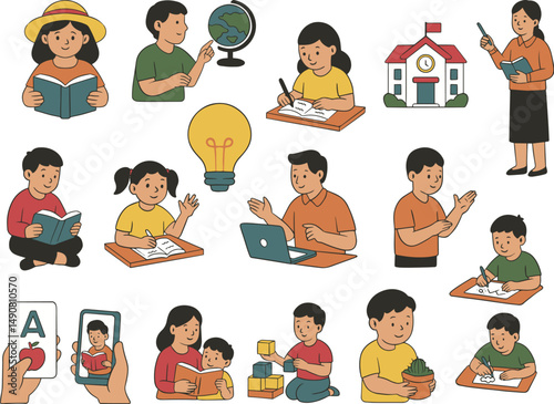 Children Education Illustration, Learning and School Activities