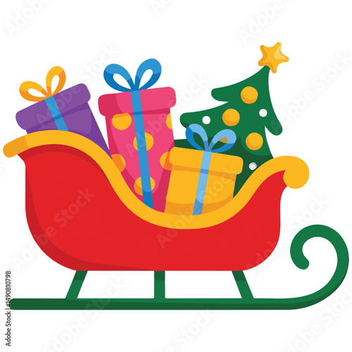 Christmas holiday sleigh isolated vector illustration