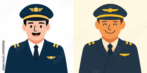 vector of a pilot smiling happily