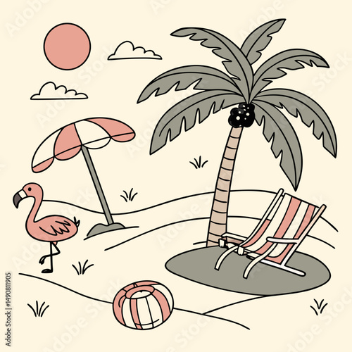 Vector illustration of topical beach