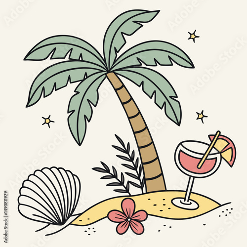 Vector illustration of topical beach