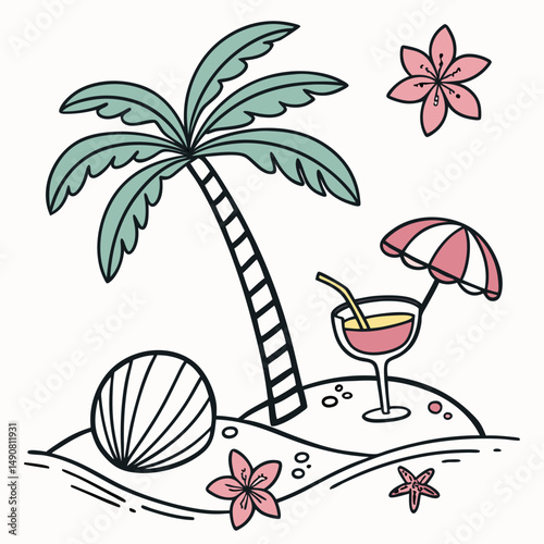 Vector illustration of topical beach