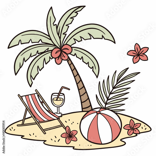 Vector illustration of topical beach