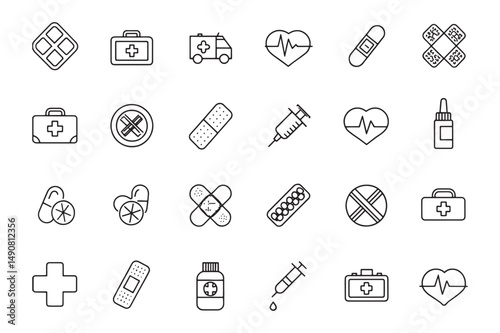 Black and White Medical Symbols Bundle
