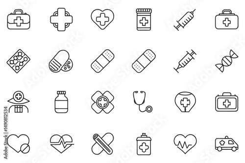Black and White Medical Symbols Bundle