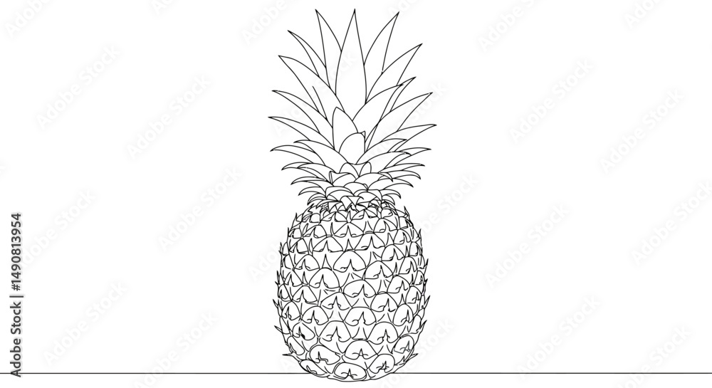 Obraz premium Simple Line Art Illustration of a Pineapple