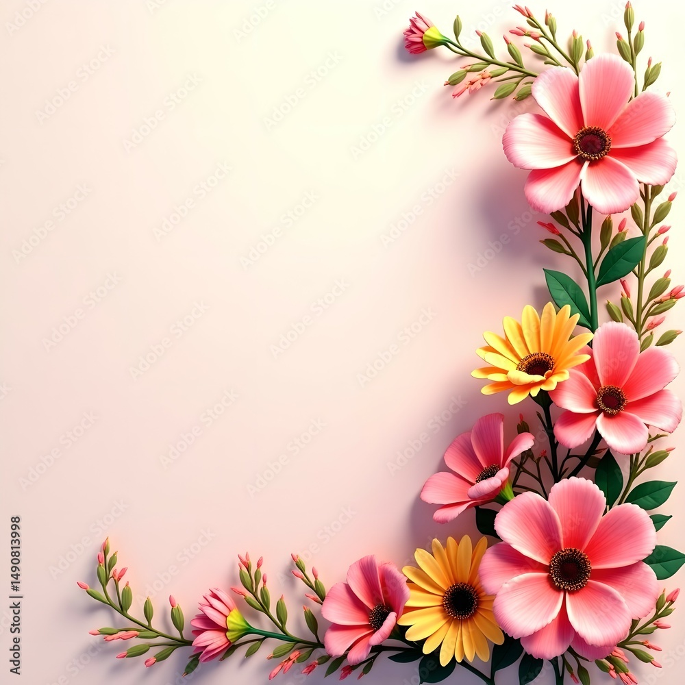 Fototapeta premium Flowers frame card