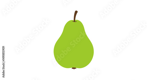 Simple Illustration of a Vibrant Green Pear