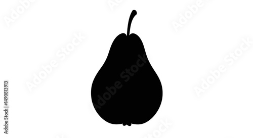 Simple Black Silhouette of a Perfectly Shaped Pear Fruit