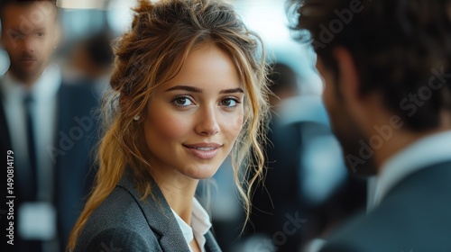 Wallpaper Mural Elegant Businesswoman's Confident Gaze in a Professional Setting Torontodigital.ca