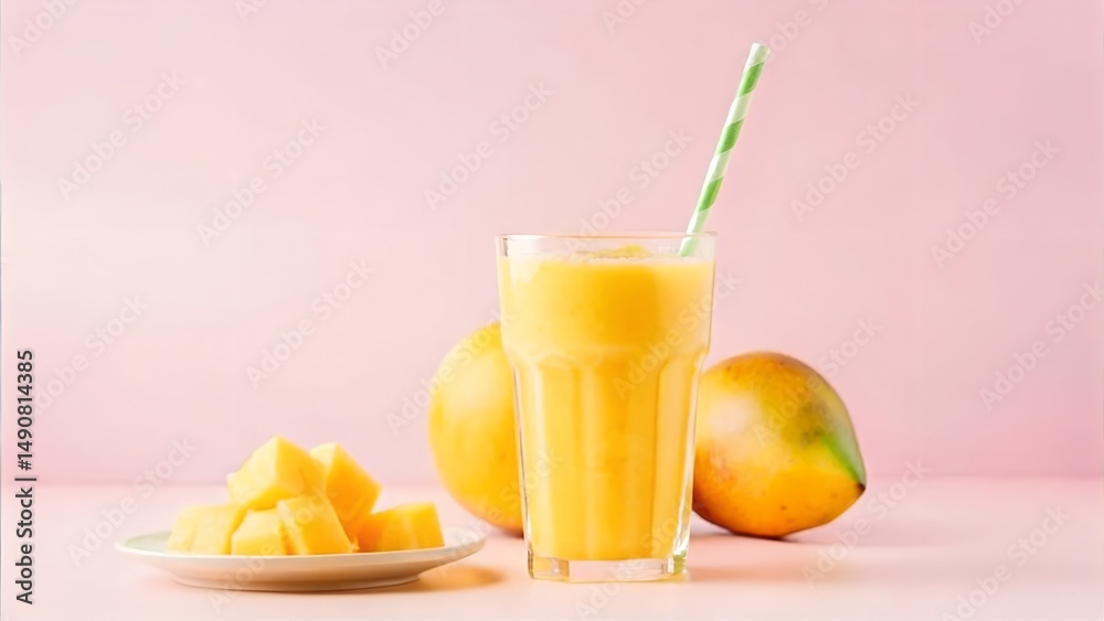 Fototapeta premium Refreshing Mango Smoothie Recipe A Tropical Delight for Summer