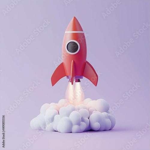 Red rocket children’s toy illustration