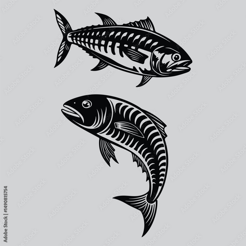 Fototapeta premium Anchovy Artistic Fishing Illustration