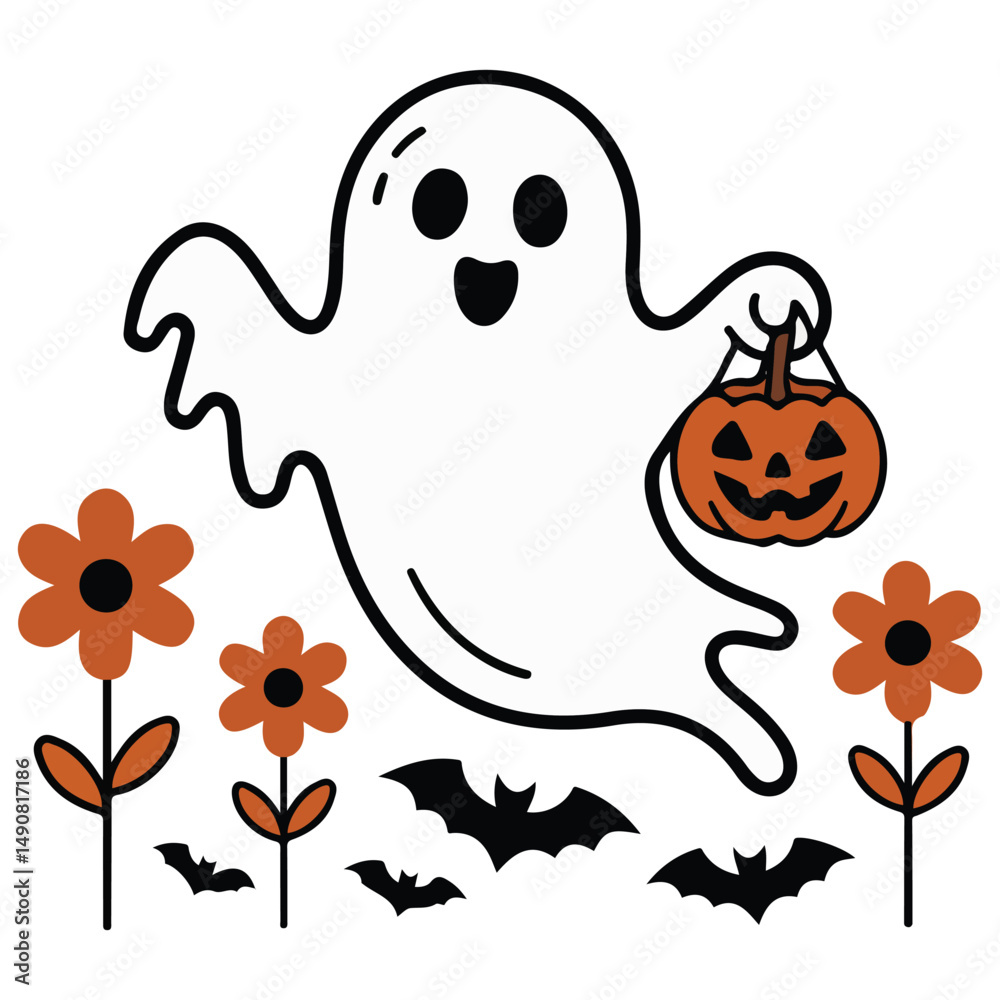 Fototapeta premium Playful Halloween ghost isolated vector illustration