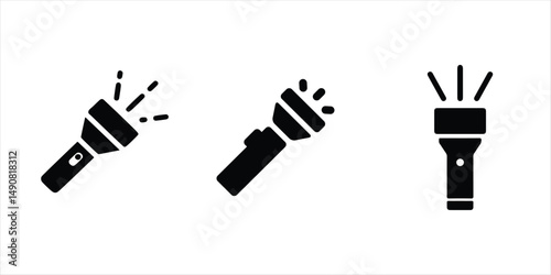 flash light vector silhouette illustration on white background. torch light icon.