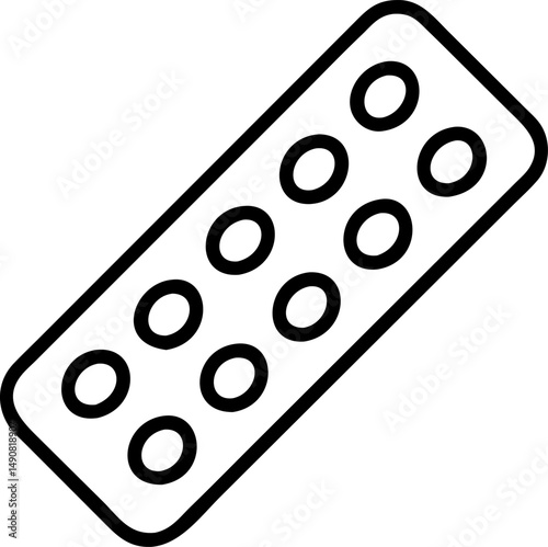 Pill strip vector icon line art outline on white or transparent background