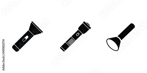 torch light hand drawn illustration on white background. torch light silhouette vector set.