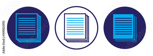 document icon on white background. document sign. flat style. paper icon for your web site design, logo, app, UI. simple 3 page document icon. file symbol.