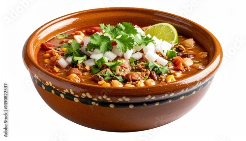 Mexican Chili in Terracotta Bowl.