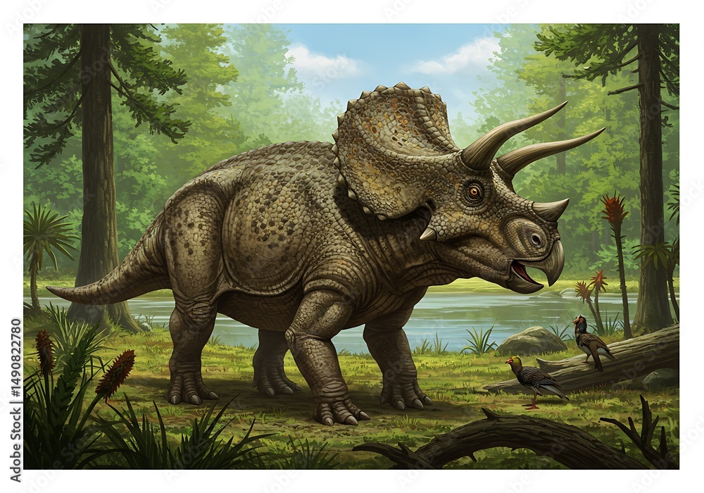 Fototapeta premium Triassic Titan: Sun-Dappled Dominion