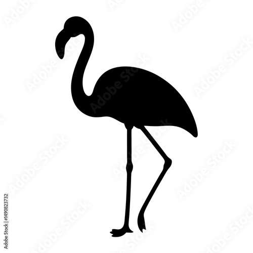 Striking flamingo silhouette against a pristine white backdrop, a minimalist masterpiece