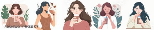 vector of a young man eating bread