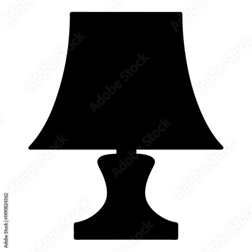 Black silhouette illustration of an elegant table lamp with a classic design