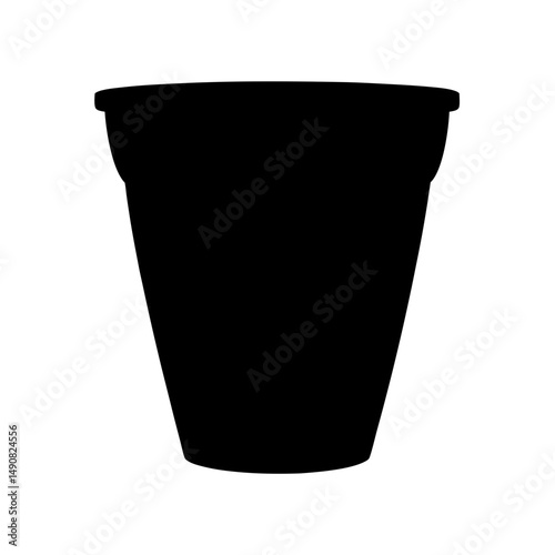 Solid Black Silhouette of a Classic Flower Pot Ready for Planting