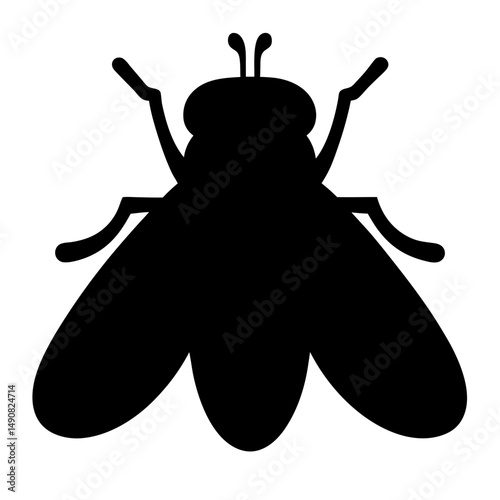 Silhouette of a common housefly insect representing nature and possible disease