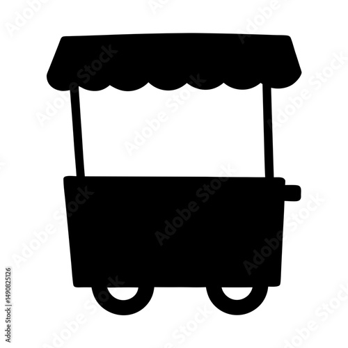 Silhouette of a charming vintage food cart, ideal for mobile vending