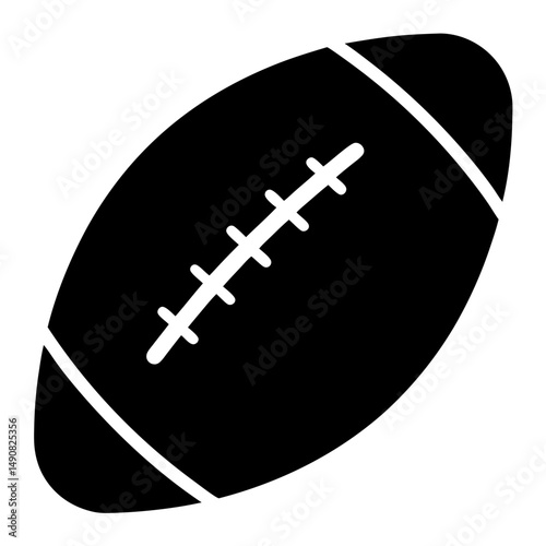 A simple silhouette depiction of an American style football with laces