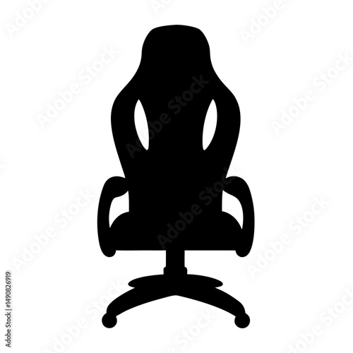Black Silhouette of Gaming Chair, Ergonomic Design for Long Hours