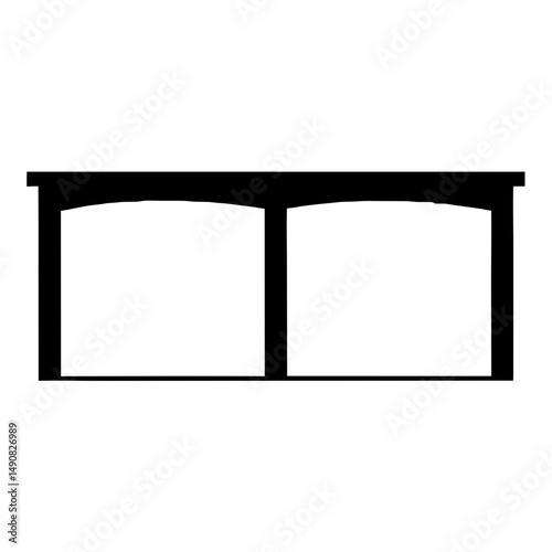 Architectural Silhouette of Two Adjacent Arched Doorways with a Rectangular Top