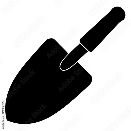 Black silhouette of a gardening trowel for planting and digging tasks