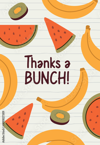 summer vibe. Modern design of posters, postcards, banners. Hand, abstract simple, summer  flowers, watermelon, kiwi, banana. Naive pink art,  vector illustration. for print, business idea
