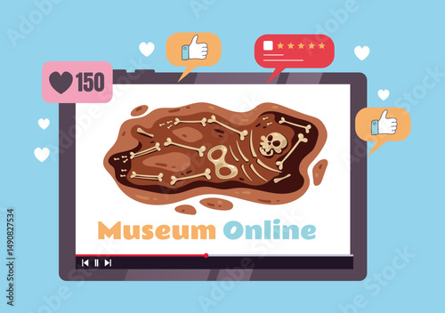 Online internet museum gallery technology concept. Vector graphic design illustration	