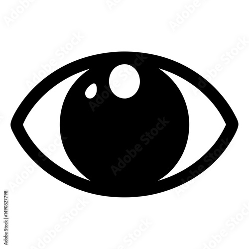 Simple stylistic human eye illustration on a white background, black icon