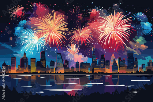Digitally generated cityscape background with cityscape