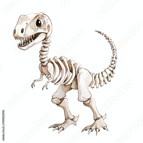 Adorable Tyrannosaurus Rex Skeleton Illustration